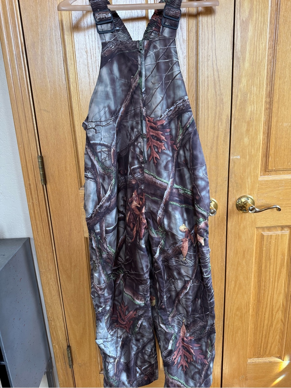 Kids Camo Cargo Bib Overalls Jacket - Brown Camo